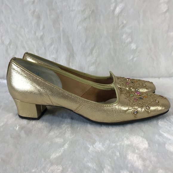 Vintage 1960s California Cobblers Gorgeous Gold  Shoes Size 6.5 N With Box USA - Picture 7 of 10